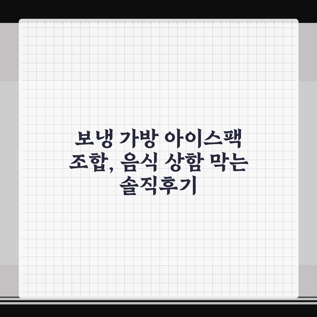 보냉 가방 아이스팩 조합, 음식 상함 막는 솔직후기