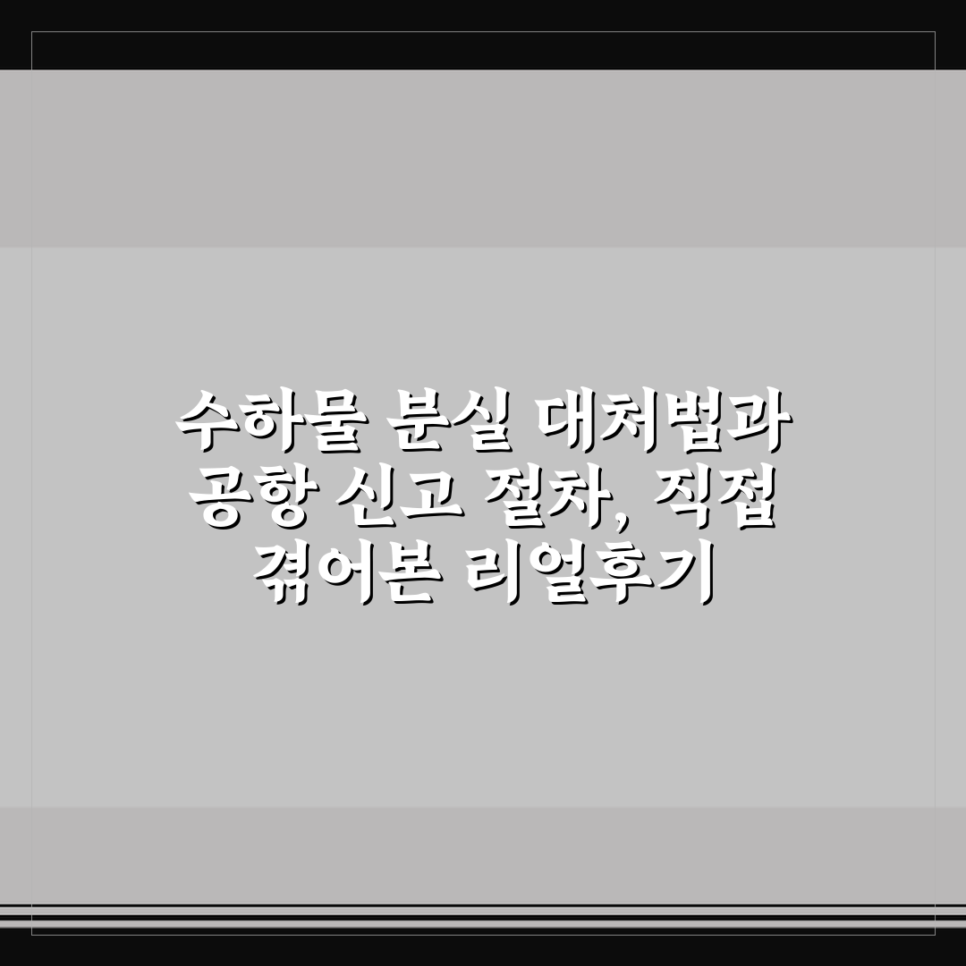 수하물 분실 대처법과 공항 신고 절차, 직접 겪어본 리얼후기