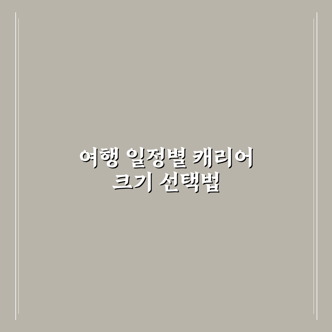 캐리어 20인치 24인치 차이와 일정별 선택 기준 5가지 핵심가이드