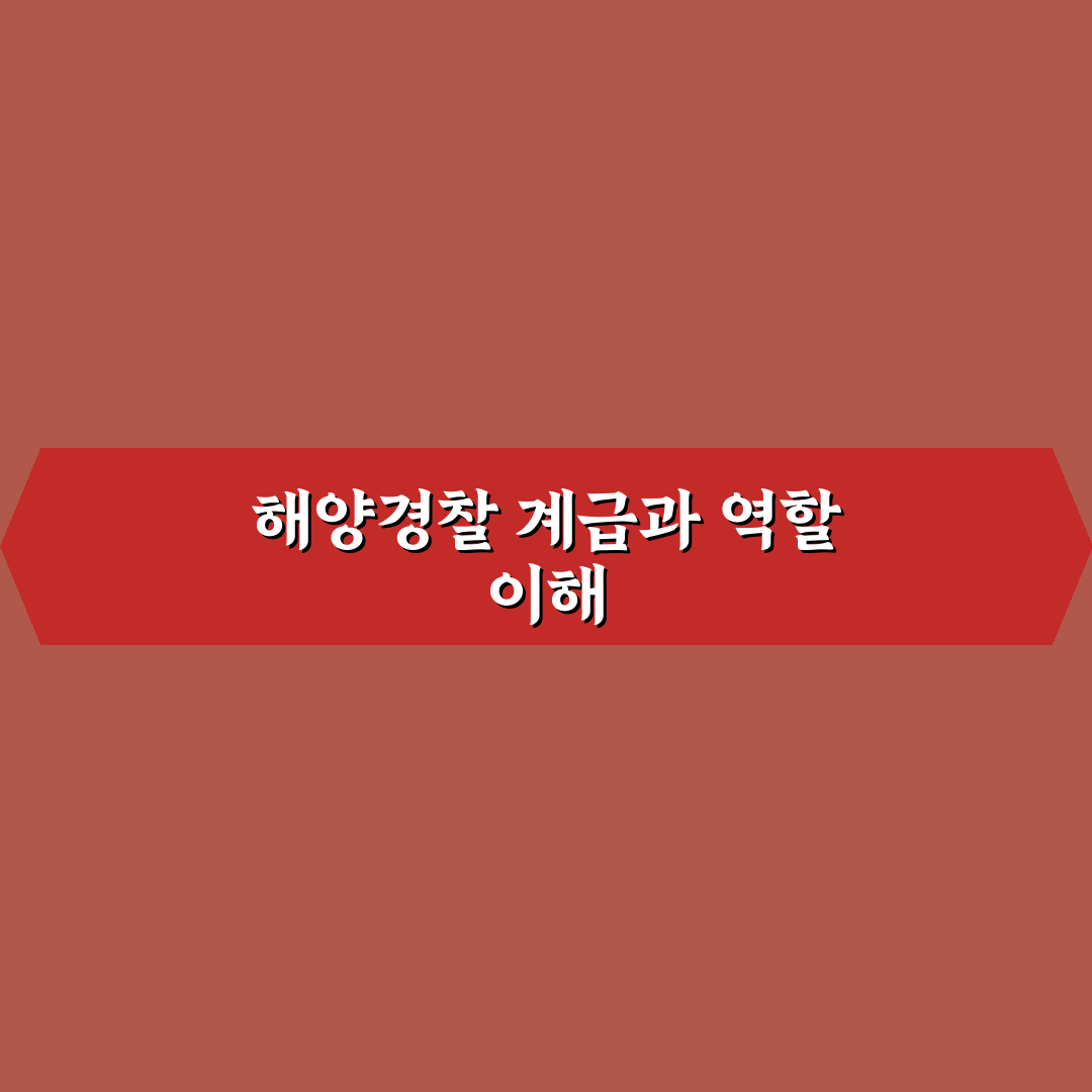 해양경찰 계급과 역할 쉽게 이해하는 정리