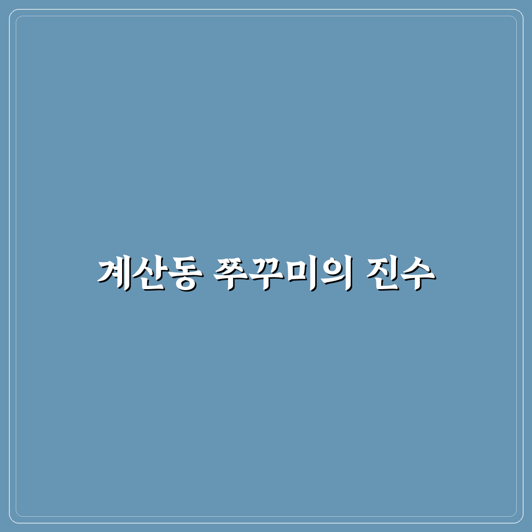 계산동 쭈꾸미 맛집 추천과 방문 꿀팁 알려드려요