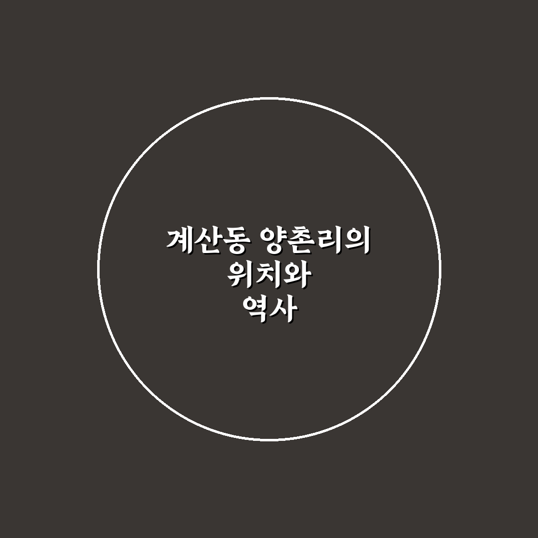 계산동 양촌리 지역별 특징과 꿀팁 정리