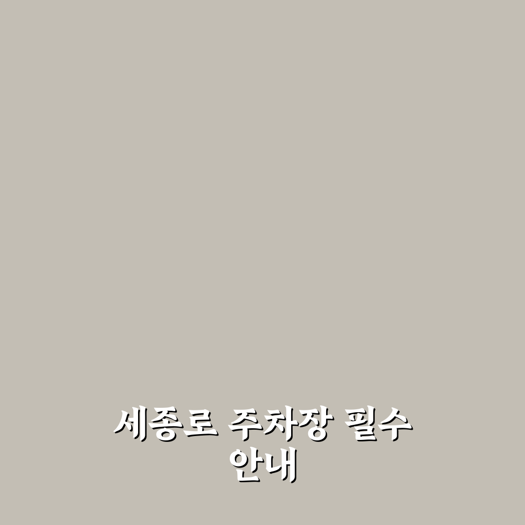 세종로 공영주차장 이용 꿀팁과 주차 방법 정리