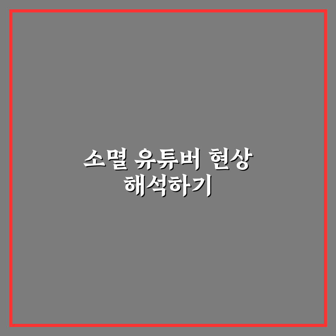 소멸 유튜버 현황과 특징 공유 꿀팁 정리